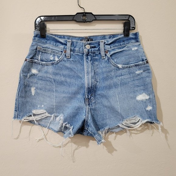 Abercrombie and Fitch Natural Rise Shorts size 29/8 distressed Denim Jean - Picture 2 of 6